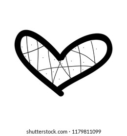 Heart hand drawn icon isolated on white background. Abstract heart sketch for web site, greeting card, poster, placard, wallpaper and Valentine's day. Contour heart icon, vector illustration