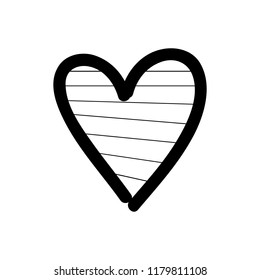 Heart hand drawn icon isolated on white background. Abstract heart sketch for web site, greeting card, poster, placard, wallpaper and Valentine's day. Contour heart icon, vector illustration