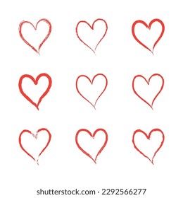 Heart Hand Drawn Icon Set Vector Design.
