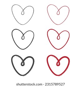 Heart Hand Drawn Icon Set Vector Design. 