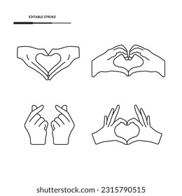 Heart Hand Drawn Icon Set Vector Design. 