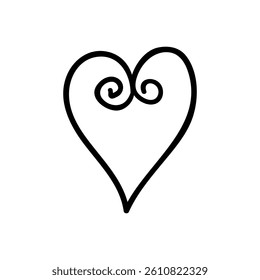 Heart hand drawn icon vector. Hand draw elements illustration sign. love symbol or logo