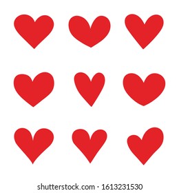 Heart hand drawn icons set isolated on white background. For poster, wallpaper and Valentine's day. Collection of hearts, creative art.