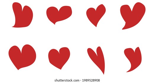 Heart hand drawn icons set isolated on white background. For poster, wallpaper and Valentine's day. Collection of hearts, creative art.