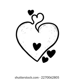 Heart hand drawn illustration, vector, Love symbol, icon. Heart design element for valentine's day and wedding