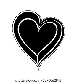 Ilustración dibujada a mano del corazón, vector, símbolo de amor, icono. Elemento de diseño cardiaco para el día de San Valentín y la boda