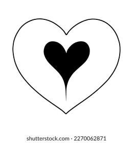 Heart hand drawn illustration, vector, Love symbol, icon. Heart design element for valentine's day and wedding