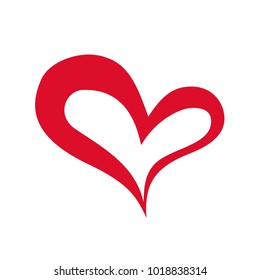 Heart hand drawn ink brush. Elegant stylized hand painted heart symbol. Graphic design element for wedding invitation, birthday card, baby shower, Valentine's Day, scrapbooking. Vector illustration