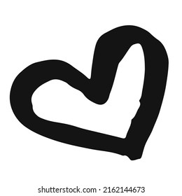 Heart hand drawn ink brush. Elegant stylized hand painted heart symbol. Graphic design element for wedding invitation, birthday card, baby shower, Valentine's Day, scrapbooking. Vector illustration