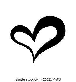 Heart hand drawn ink brush. Elegant stylized hand painted heart symbol. Graphic design element for wedding invitation, birthday card, baby shower, Valentine's Day, scrapbooking. Vector illustration