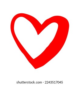 Heart hand drawn with ink brush isolated on white background