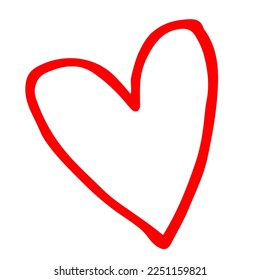 Heart hand drawn with ink brush isolated on white background