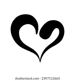 Pincel de tinta dibujado a mano del corazón. Elemento de diseño gráfico para la invitación a la boda, tarjeta de cumpleaños, ducha de bebé, Día de San Valentín, reserva de recortes. Ilustración del vector