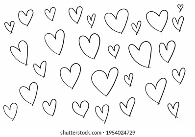 Heart hand drawn, line drawing style, vector design.