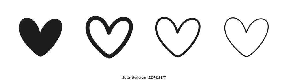 Heart hand drawn line icons illustration vector collection.  