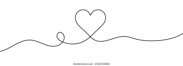Corazón dibujado a mano. amor continuo corazón línea arte. Ilustración vectorial