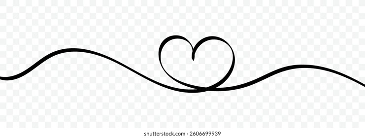 Heart hand drawn. Love minimalist contour art. Heart continuous line drawing. Valentine's day header or banner or letter template. Vector illustration