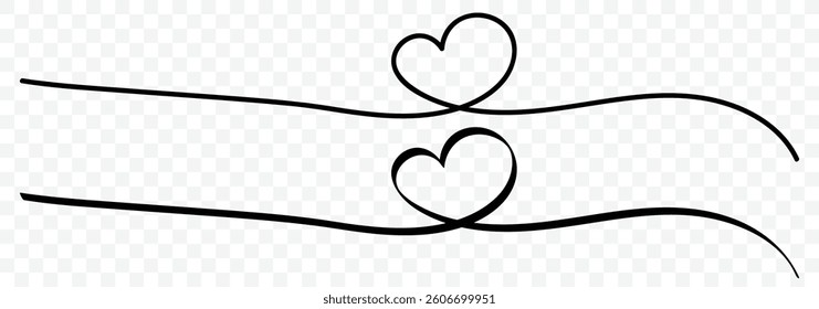 Heart hand drawn. Love minimalist contour art. Heart continuous line drawing. Valentine's day header or banner or letter template. Vector illustration
