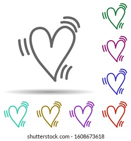 Heart hand drawn in multi color style icon. Simple glyph, flat vector of heart icons for ui and ux, website or mobile application