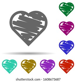Heart hand drawn in multi color style icon. Simple glyph, flat vector of heart icons for ui and ux, website or mobile application