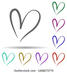 Heart hand drawn in multi color style icon. Simple glyph, flat vector of heart icons for ui and ux, website or mobile application