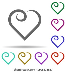 Heart hand drawn in multi color style icon. Simple glyph, flat vector of heart icons for ui and ux, website or mobile application