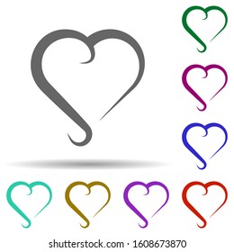 Heart hand drawn in multi color style icon. Simple glyph, flat vector of heart icons for ui and ux, website or mobile application
