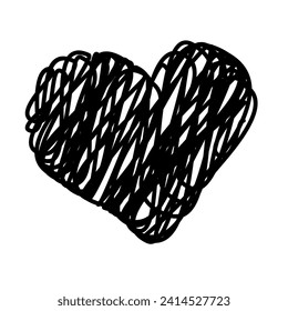 Heart hand drawn with scribble line. Vector illustration isolated on white background