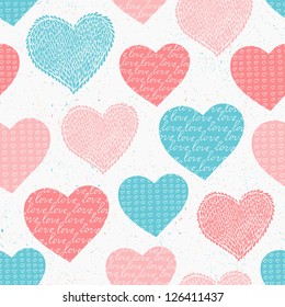 heart hand drawn seamless pattern