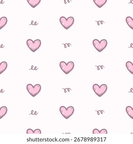 Heart hand drawn seamless vector for print on textile, wrapping, backdrop and other uses.