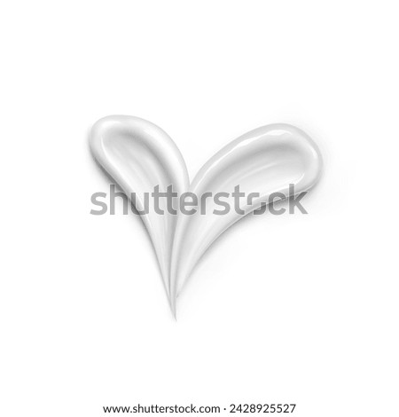 Heart hand drawn smear isolated on white background. Facial creme, sun block gel or body lotion skincare spf protection icon. Vector summer solar 3d cosmetic product swatch