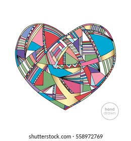 Heart hand drawn vector background. Abstract love illustration in modern style.