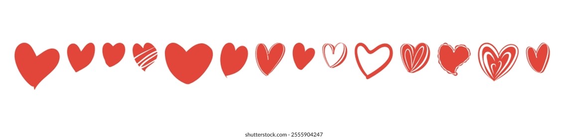 Heart. Hand drawn vector isolated set.