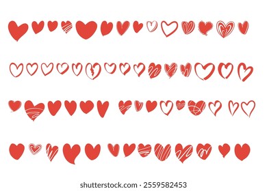 Heart. Hand drawn vector isolated set.