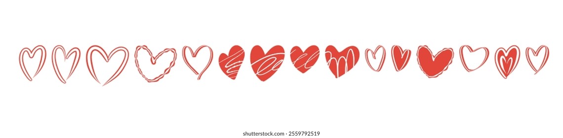 Heart. Hand drawn vector isolated set.