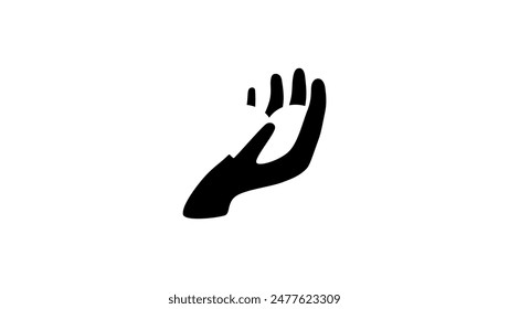 heart in hand emblem, black isolated silhouette