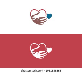 heart with hand embrace eps