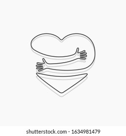 Heart With Hand Embrace. Vector Illustration