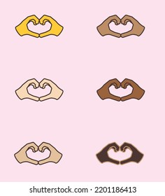 Emoji de la Mano del Corazón en diferentes tonos de piel