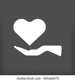 Heart in hand. EPS 10 Flat Icon. Vector Illustration.