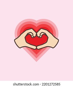 Heart Hand gesture with a beating heart in background