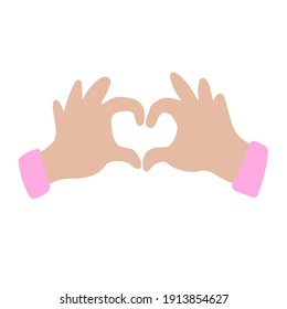 Heart hand gesture flat illustration