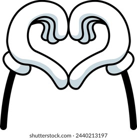 Heart hand gesture. Love symbol. White glove palms