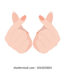 Heart Hand gesture sign isolated on white. Vector Illustration.