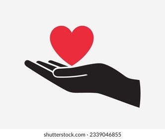 Heart in hand. Giving heart logo vector for transplant, charity, healthcare, donation, volunteering, organ, non-profit organization, isolated on white background, vector hand
