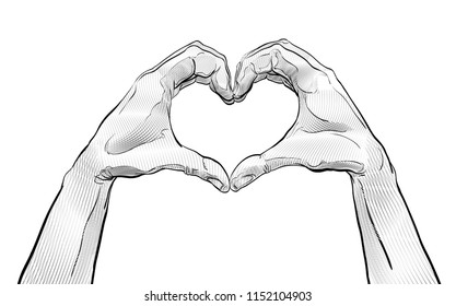 Heart from hand. Hands shaping heart. from hand. Symbol of love and help.