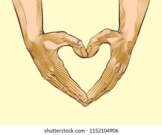 Heart from hand. Hands shaping heart. from hand. Symbol of love and help.