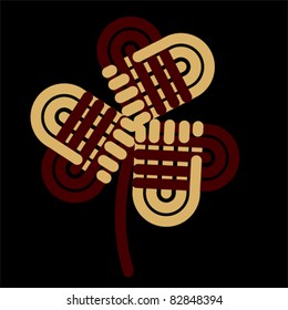 Heart hand handshake in the of Clover - Teamwork and group flat icon, vector