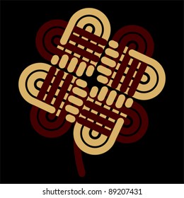 Heart hand handshake in the of Clover - Teamwork and group flat icon, vector