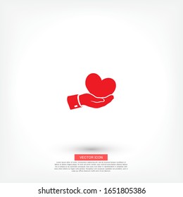 heart in hand. hand holds a heart. heart icon. vector graphics of hands and hearts. kindness and love. in hand is love. 10 eps